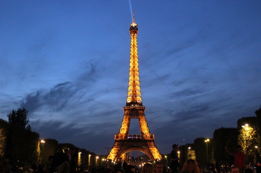 We had a picnic on the lawn in front of the Eiffel Tower, and watched the sun go down while the Tower lit up.